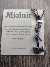 Mjolnir/Hammer Pendant On Cord Necklace Viking Strengh