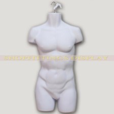 Male Hanging Body Form Full Retail Mannequin SKIN, BLACK, WHITE, GOLD , SILVER