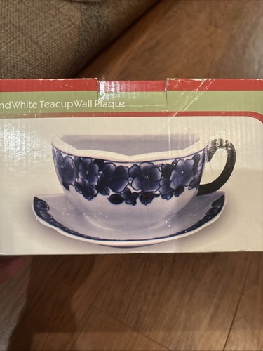 Blue white tea cup saucer - &,