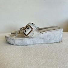 Coach Beige Logo Wedge Thong