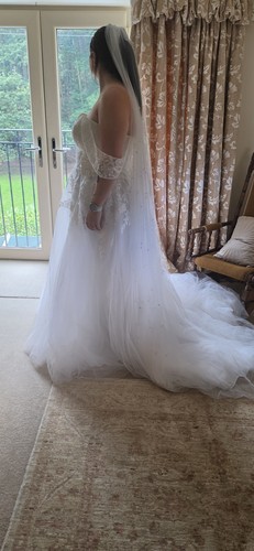 Ivory lace tulle line - ivory, a-line