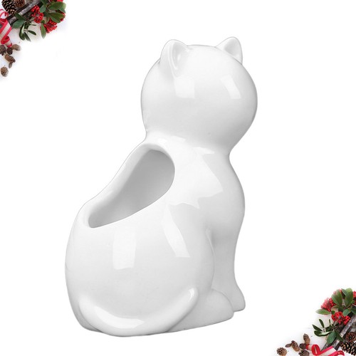 Adorable white cat - white, pot