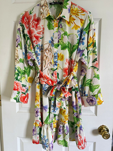Zara multicolor floral satin - zara,