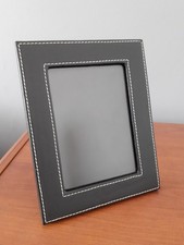 Black Leather Photo Frame. H 23cms x W 18cms. Very Good Condition