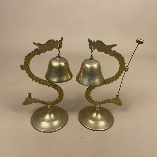 Brass dragon bell pair vintage - brass,