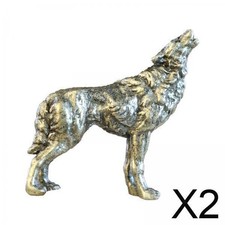 2 Copper Alloy Wolf Statue