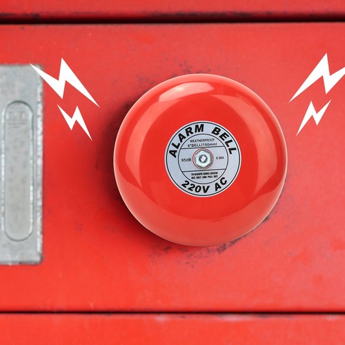 Fire alarm red metal bell - alarm,