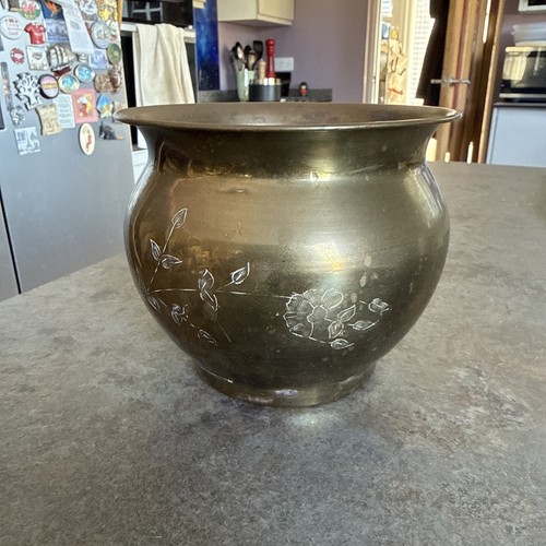 Antique vintage brass planter - antique,