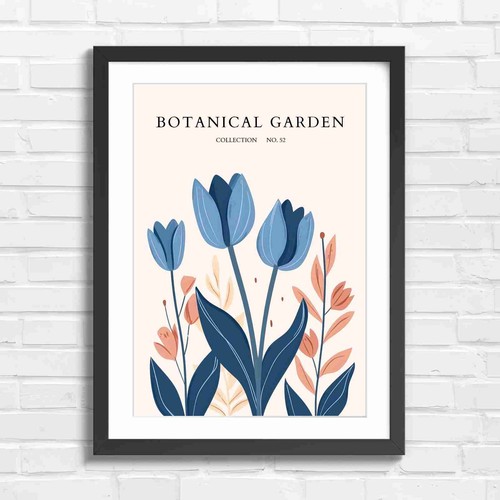 Blue tulips botanical art - tulips,
