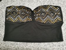 Victorias Secret Bandeau Large Bustier Boob Tube Black Silver And Gold