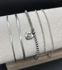 BRACELET BUNDLE inc. CLOGAU Heart 925 SILVER Tags Designer Links x 5 Wrist Loops