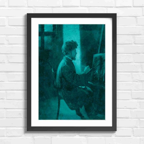 Vintage artist painting - painting, easel