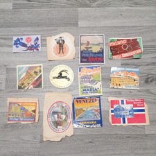 Joblot Of twelve 1950's/60's Vintage Genuine Hotel Luggage baggage labels  