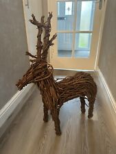 High quality vintage Wicker Vine Willow Christmas Reindeer Decoration 80cm tall