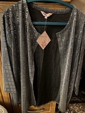 Evening Jacket Edge To Edge Dark Silver 18-20 By Michelle Hope Brand New