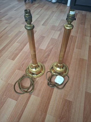 Pair brass fluted column - pair,