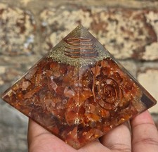 Red carnelian orgonite pyramid - carnelian,