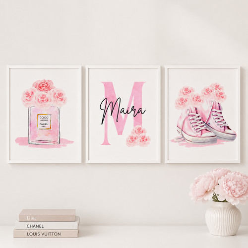 Pink coquette wall art - pink, set