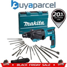 Makita HR2670 240v SDS Plus 3 Mode Rotary Hammer Drill + 17 Piece Bit Set Point
