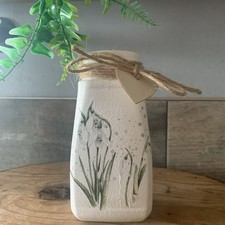 Snowdrops Vase, Utensils Holder Handmade, Decoupaged Gift Home Decor