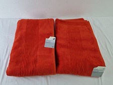 M&S Luxury Egyptian Cotton Bath Sheet 600GSM 2xPcs Orange Mix NEW F2