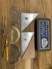 Vintage Tech Drawing Collection Of Instruments Plus Tin