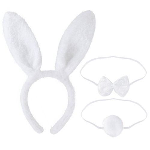 White bunny ear headband set - ear,