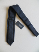 DRAKE'S BLUE RAW EDGE WOOL BLEND TIE HAND MADE NEW WITH TAG