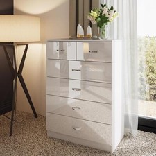 Chest Of Drawers 6 Drawer Matt Frame White Gloss Front Bedroom Furniture