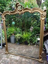 A Fabulous Large Victorian Antique English Gilt Framed Overmantle Mirror