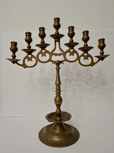 Antique brass arm candelabra - brass,