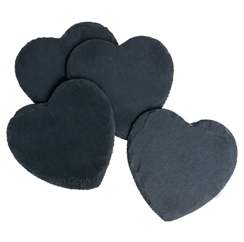 Slate heart coasters mat - slate,
