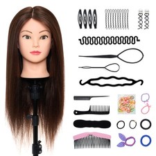 70% Real Hair Training Head Cosmetology Hairdressing Manikin Mannequin Doll
