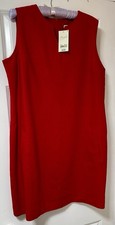 Ladies Red Shift Dress Linen