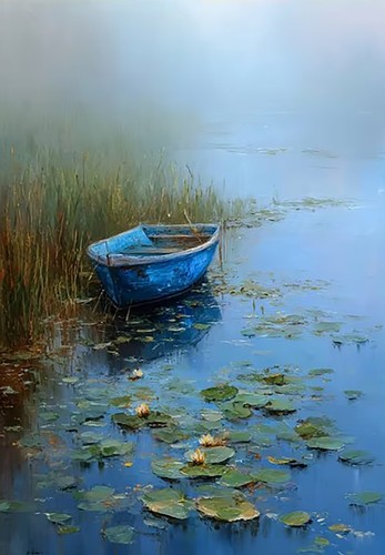 Row boat waterlillies - row,