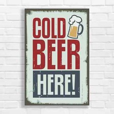 Vintage Cold Beer with Retro Style Canvas Print Large Picture Wall Art