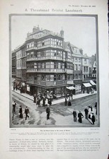 Original Old Antique Print 1905 Photograph Dutch House Bristol Building Street