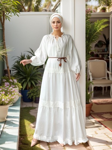 Dubai tassel lace abaya kaftan - lace,