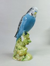 Vintage Beswick Porcelain Blue Perched Budgie Budgerigar Bird Figurine No.1217
