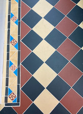 Craven Dunnhill & Jackfield Geometric Victorian Style Tiles 6'' x 6'' , 2 tiles