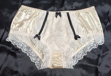 Luxury Bridal Sissy Stretch Gloss Frilly Lace Vintage CD TV Panties Knickers S 8
