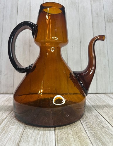 Vtg amber blown - glass, tea