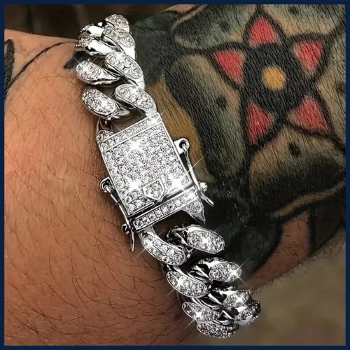 Iced out cuban link - out, bracelet