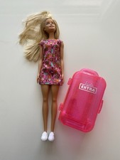 Barbie Doll Wearing Dress And Trainers With Doll Suitcase