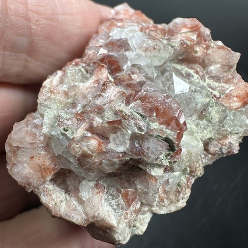 Calcite and pink analcime - and,