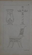 Antique Art Engraving Ancient Greek Furniture 1820's Original France