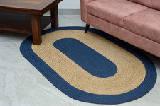 Handmade jute rug oval - handmade, blue