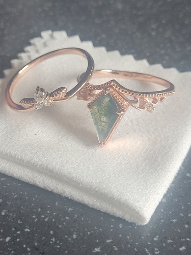 Hexagon moss agate engagement - hexagon,