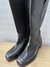 Stradivarius Women's Faux Leather Faded Black/Grey Boots Size UK 7. EU 41 New