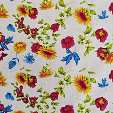 White Floral Poly Cotton